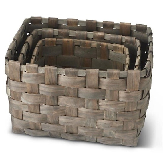Woven Brown Chip Wood Nesting Baskets