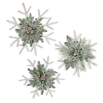 Whitewash Twig Snowflakes w/Glittered Snow