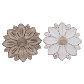 WT Collections White/Brown Wooden Daisy