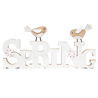Spring with Birds Wooden Sign