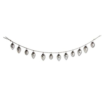 48\" Silver Mercury Glass Acorn Ornament Strand