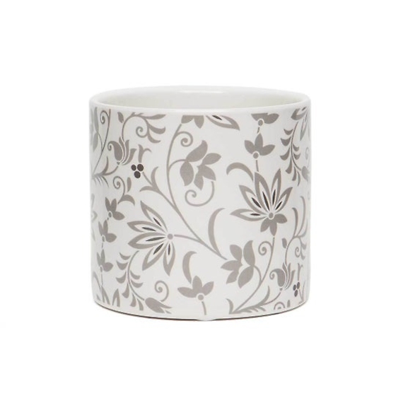 Grey & White Floral Porcelain Pot