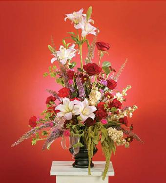 Red and Pink Arrangement with Lilies