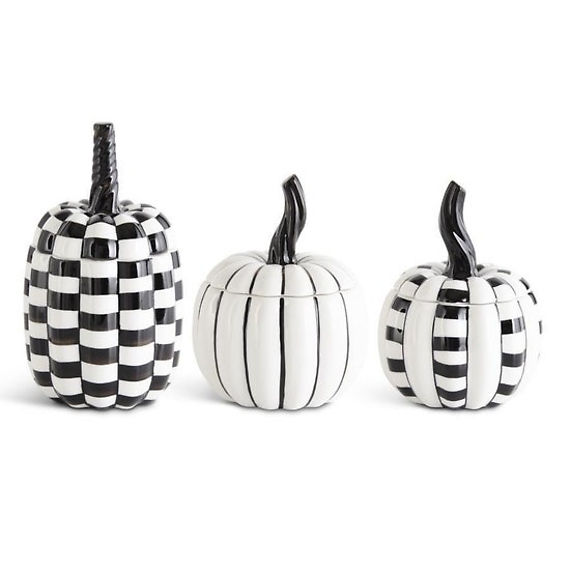 Black & White Ceramic Pumpkin Lidded Container