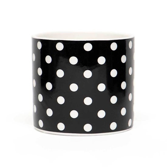 Black & White Polka Dot Porcelain Pot
